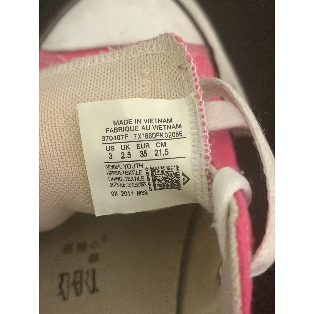 Converse Chuck Taylor All Star Pink Canvas Sneakers Kids Size 3 Youth 370407F‎